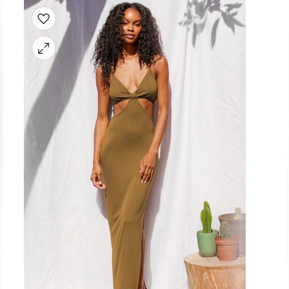 NWT Opening Night Olive Green Cutout Bodycon Maxi Dress Size Medium - Lulus